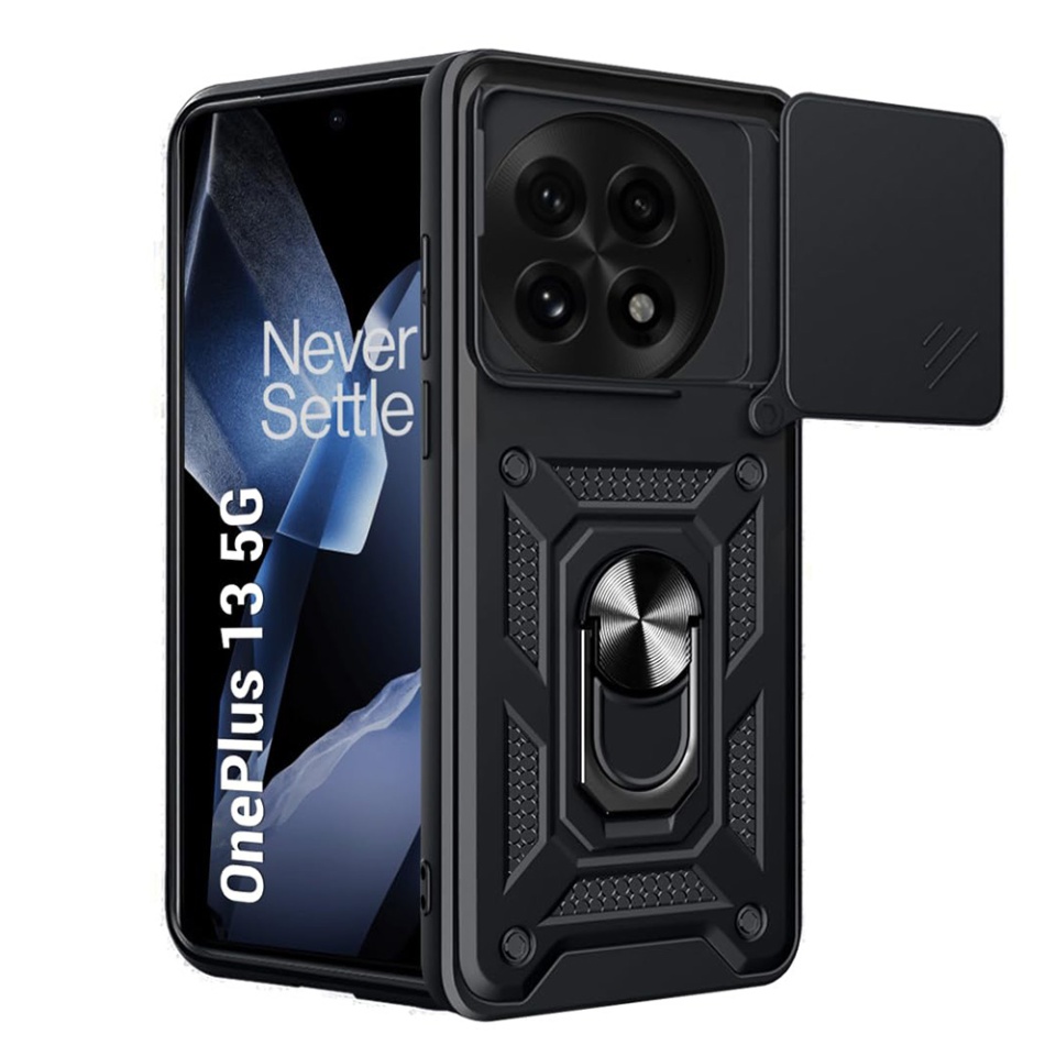 Husa pentru OnePlus 13 cu inel magnetic si protectie camera Skyddar CamShield - Negru