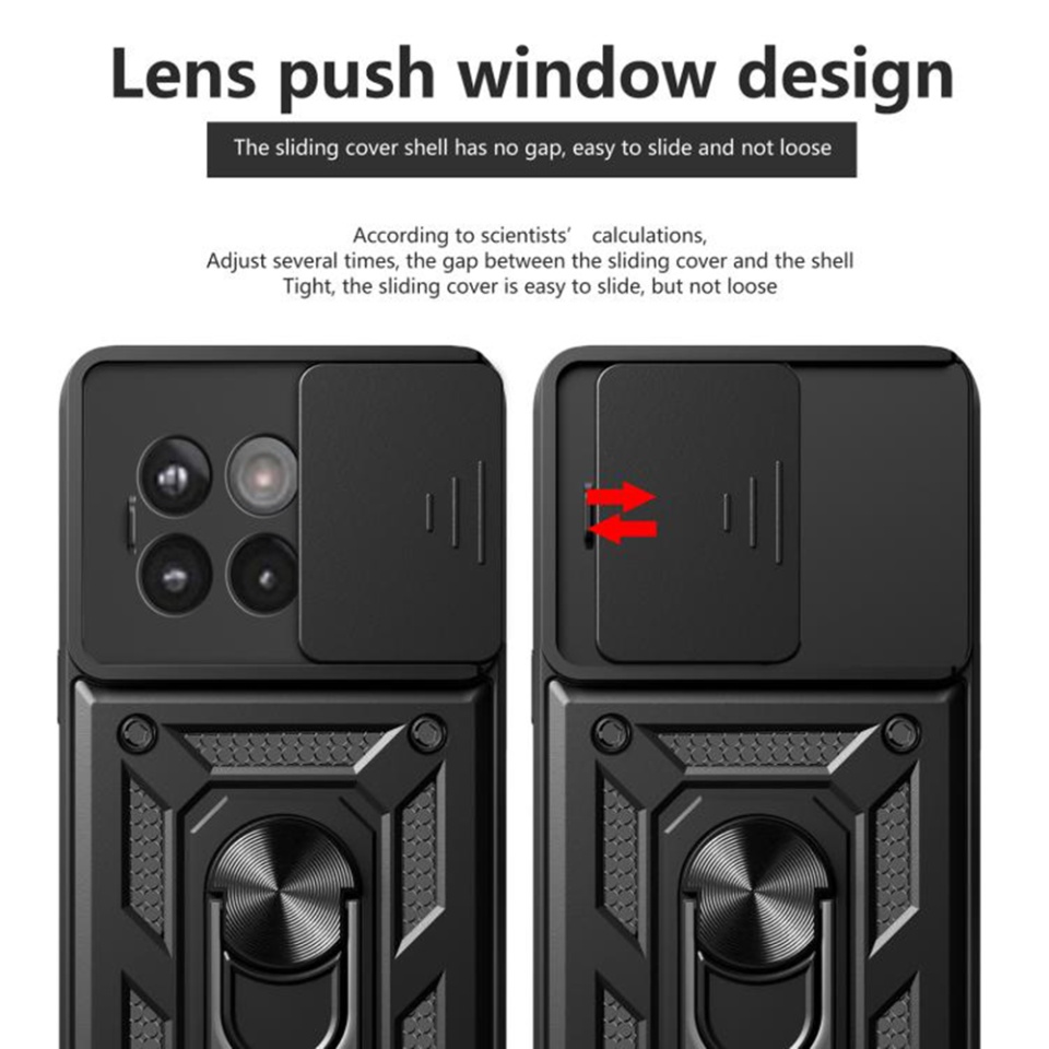 Husa pentru OnePlus 13R cu inel magnetic si protectie camera CamShield cu sticker - Negru - 2 | YEO