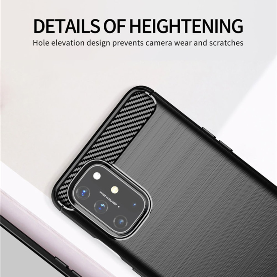 Husa pentru OnePlus 9, SKYDDAR INNOVATION, Carbon Silicone, din Silicon Slim, cu textura Fibra Carbon, set cu sticker, Negru - 3 | YEO