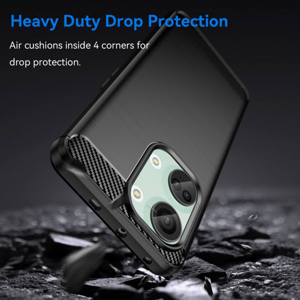 Husa pentru OnePlus Nord 3 din silicon, Slim, cu textura Fibra Carbon - Negru - 2 | YEO