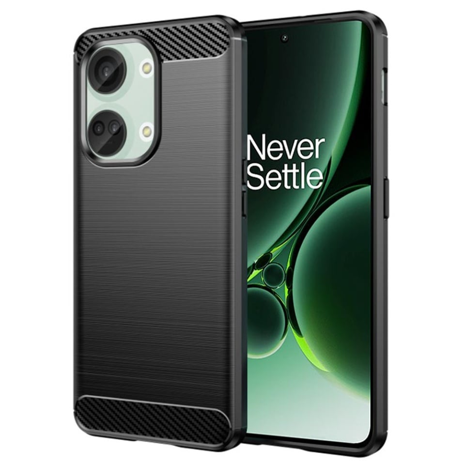 Husa pentru OnePlus Nord 3, SKYDDAR INNOVATION, Carbon Silicone, din Silicon Slim, cu textura Fibra Carbon, set cu sticker, Negru