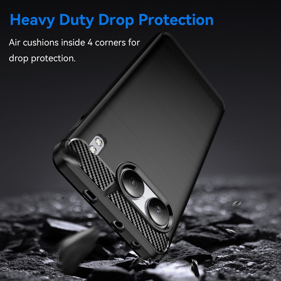 Husa pentru OnePlus Nord 4 din Silicon Premium, Slim, cu textura Fibra Carbon - Negru - 3 | YEO