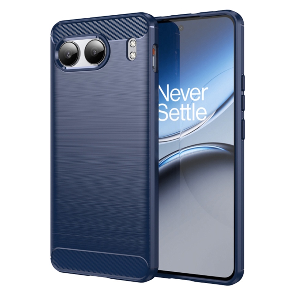 Husa pentru OnePlus Nord 4, SKYDDAR INNOVATION, Carbon Silicone, din Silicon Slim, cu textura Fibra Carbon, set cu sticker, Albastru