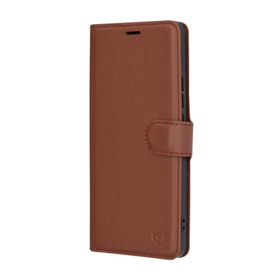 Husa pentru OnePlus Nord 4, SKYDDAR INNOVATION, Leather Folio tip Carte, cu Portofel Interior, Finisaje Premium, set cu sticker, Maro - 3 | YEO