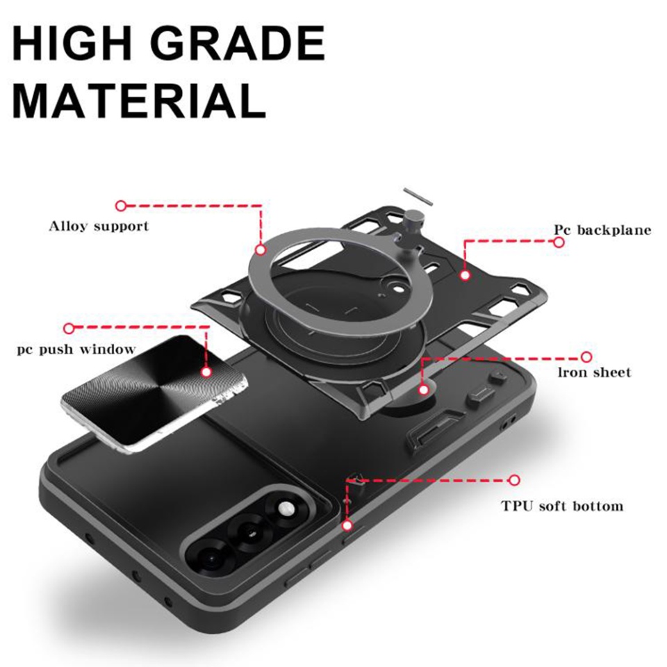 Husa pentru OnePlus Nord 5, SKYDDAR INNOVATION, CamGuard Pro, Inel Magnetic, Protectie Camera, set cu sticker, Negru - 1 | YEO