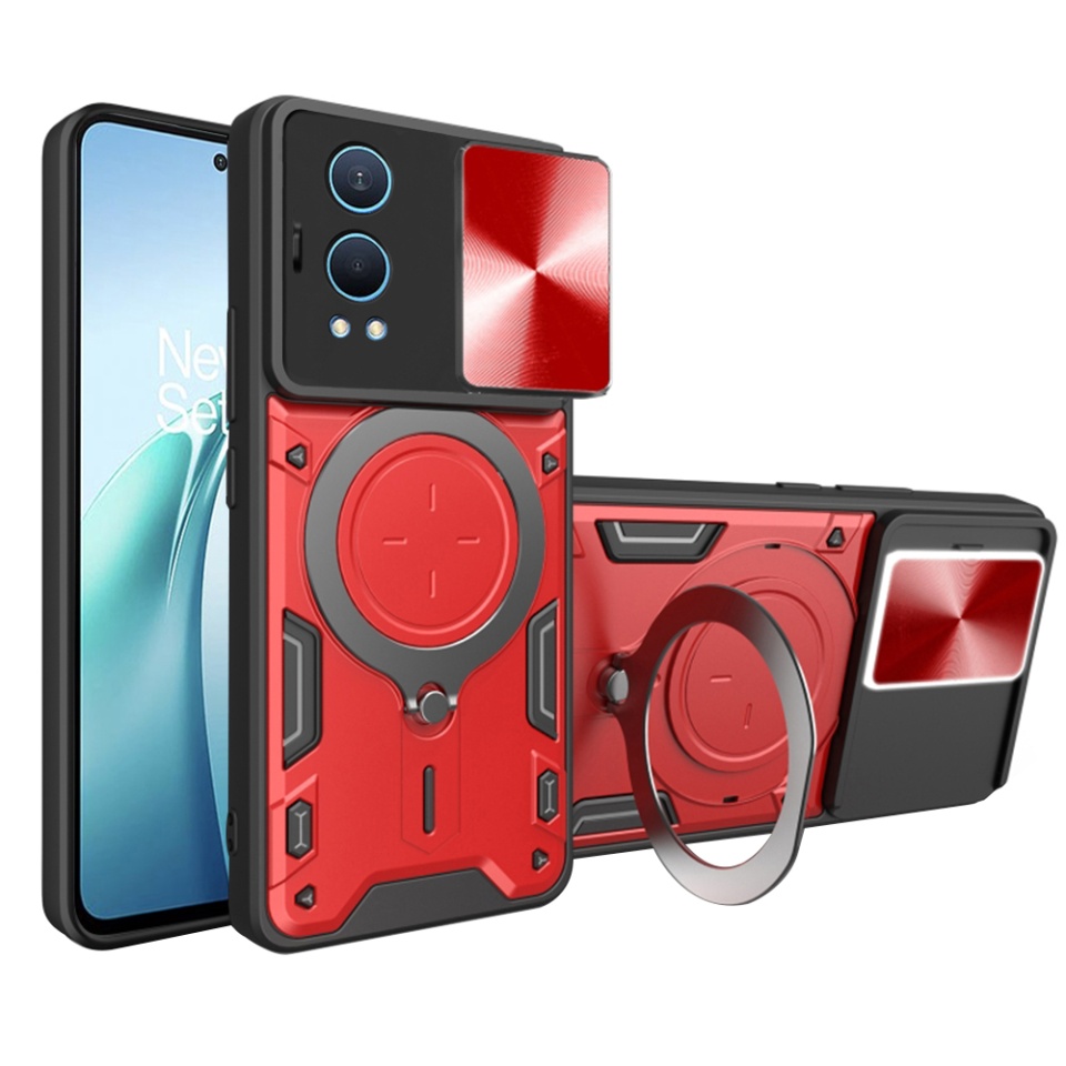 Husa pentru OnePlus Nord CE4 Lite, SKYDDAR INNOVATION, CamGuard Pro, Inel Magnetic, Protectie Camera, set cu sticker, Rosu
