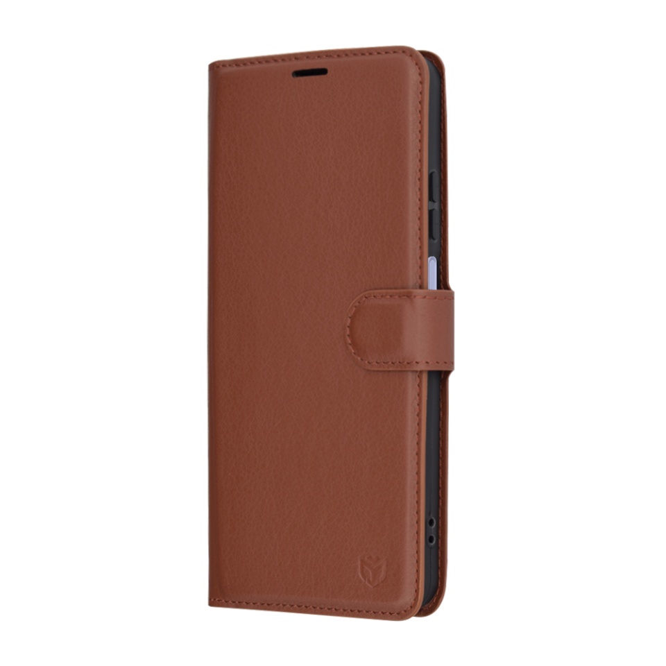 Husa pentru Oppo A40 4G / A60 5G, SKYDDAR INNOVATION, Leather Folio tip Carte, cu Portofel Interior, Finisaje Premium, set cu sticker, Maro - 3 | YEO
