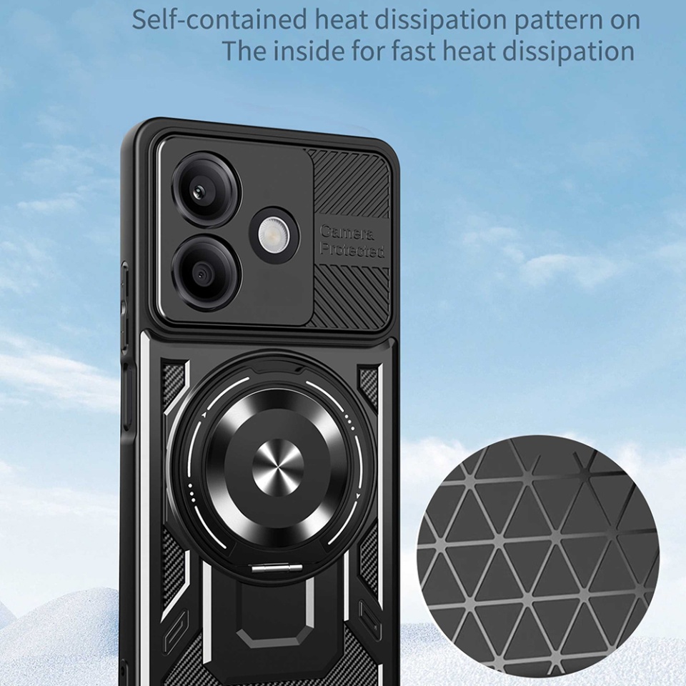Husa pentru Oppo A5 Pro 5G / A5 Pro 4G, SKYDDAR INNOVATION, RuggedCam, Inel magnetic antisoc, set cu sticker, Albastru - 3 | YEO