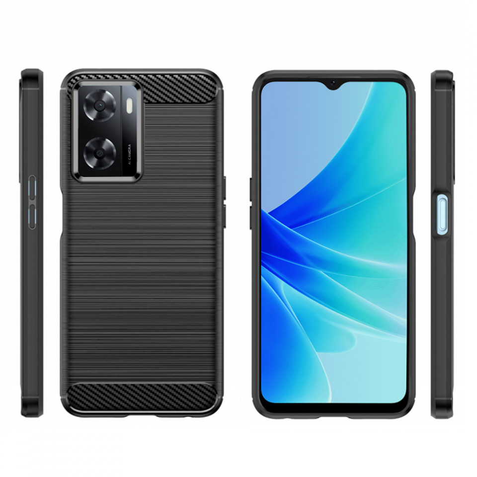Husa pentru Oppo A57 4G / Oppo A57s / OnePlus Nord N20 SE din silicon, Slim, cu textura Fibra Carbon - Negru - 3 | YEO