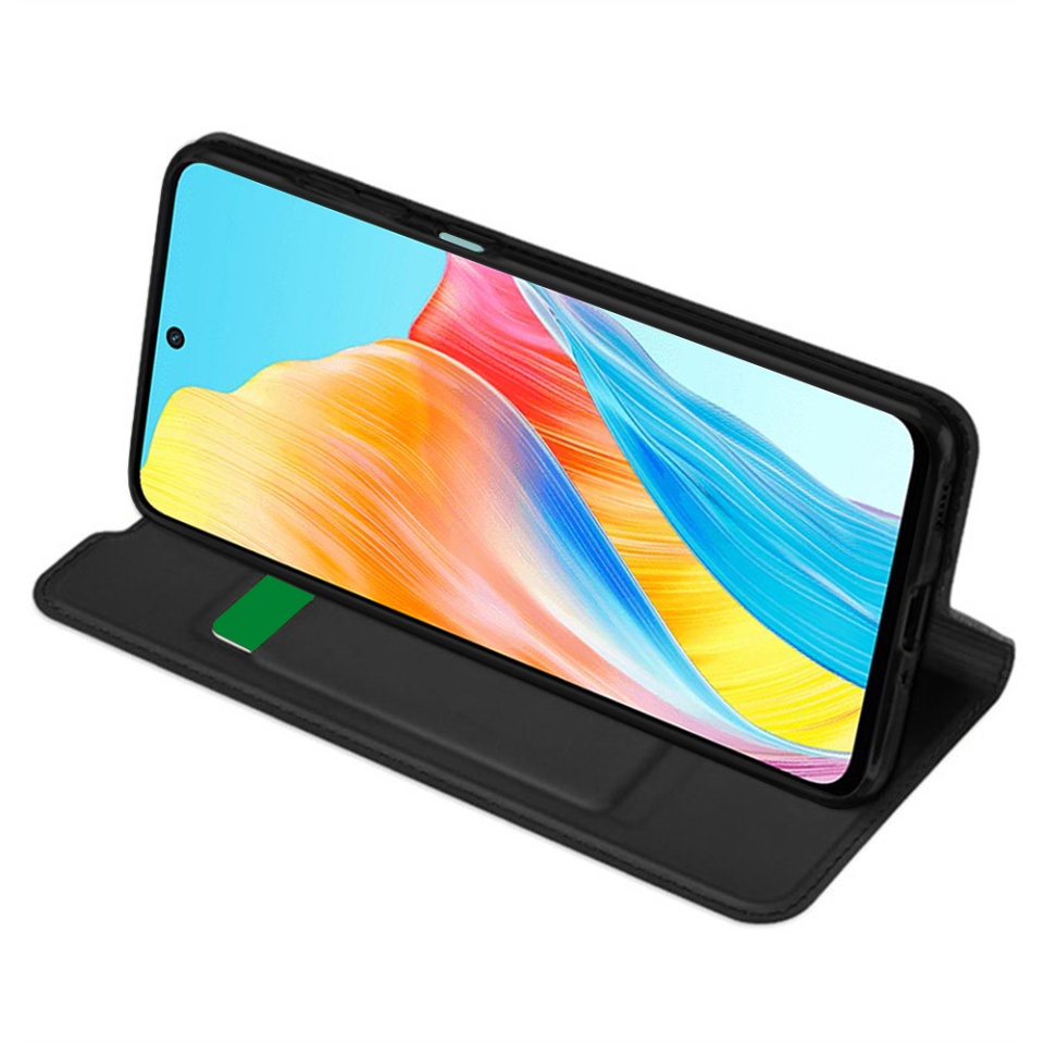 Husa pentru Oppo A58 4G, SKYDDAR INNOVATION, Magskin Book, tip Carte cu Portofel Interior, set cu sticker, Negru - 1 | YEO