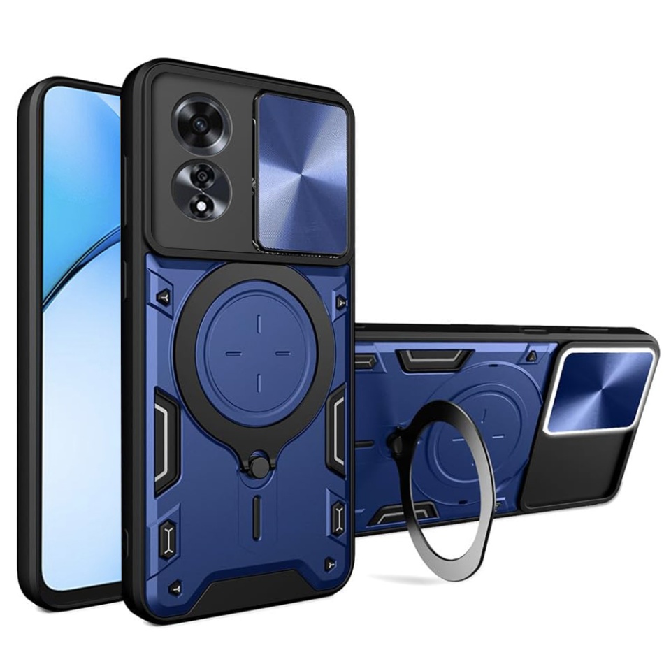 Husa pentru Oppo A60 4G, SKYDDAR INNOVATION, CamGuard Pro, Inel Magnetic, Protectie Camera, set cu sticker, Albastru