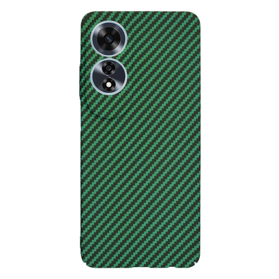 Husa pentru Oppo A60 4G, SKYDDAR INNOVATION, textura carbon, Carbonite FiberShell, set cu sticker, Verde, - 2 | YEO