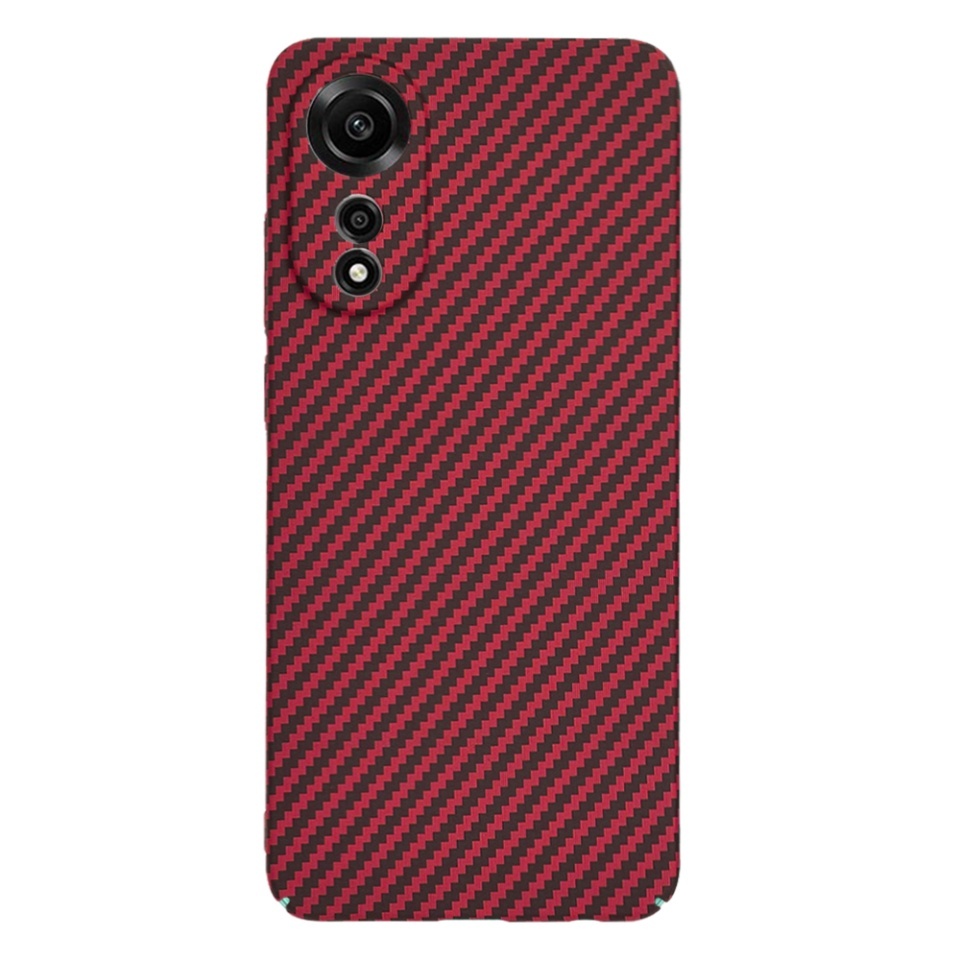 Husa pentru Oppo A78 4G, SKYDDAR INNOVATION, textura carbon, Carbonite FiberShell, set cu sticker, Rosu, - 2 | YEO