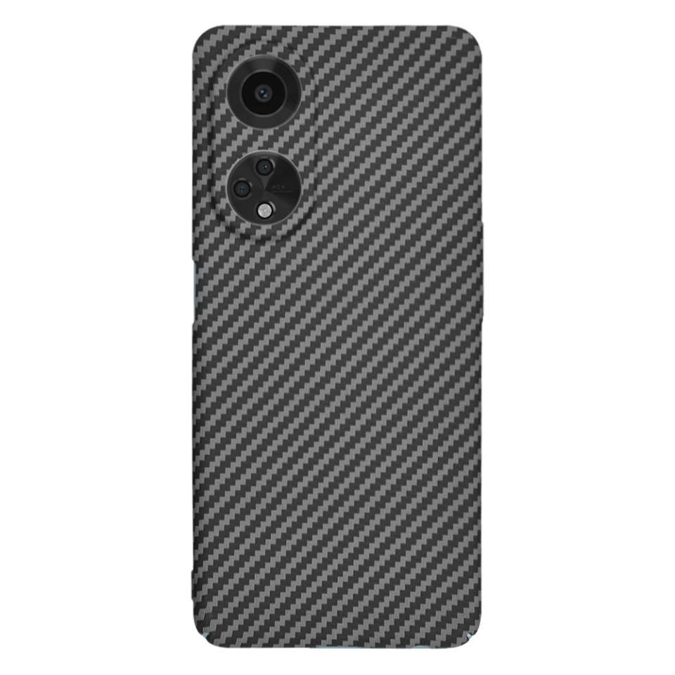 Husa pentru Oppo A98 5G, SKYDDAR INNOVATION, textura carbon, Carbonite FiberShell, set cu sticker, Negru, - 2 | YEO