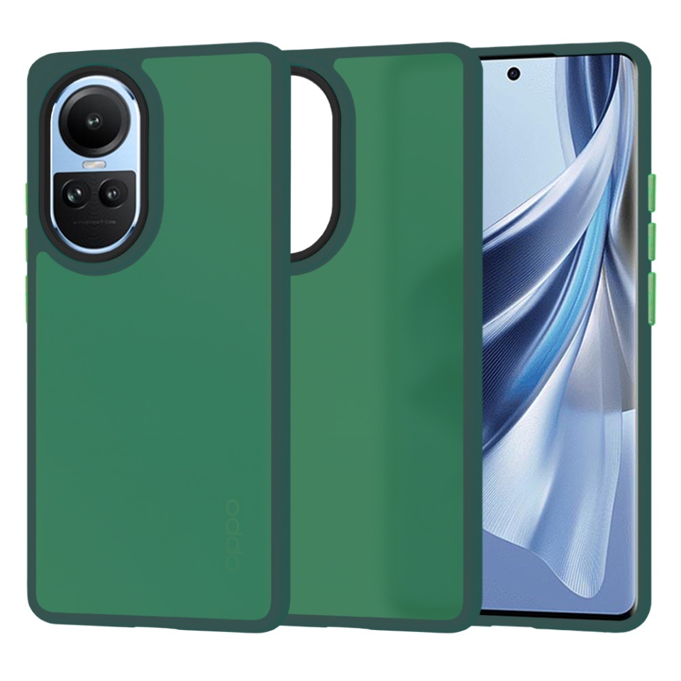 Husa pentru Oppo Reno10 / Reno10 Pro, SKYDDAR INNOVATION, HaloFrost, AntiSoc, set cu sticker, Verde inchis