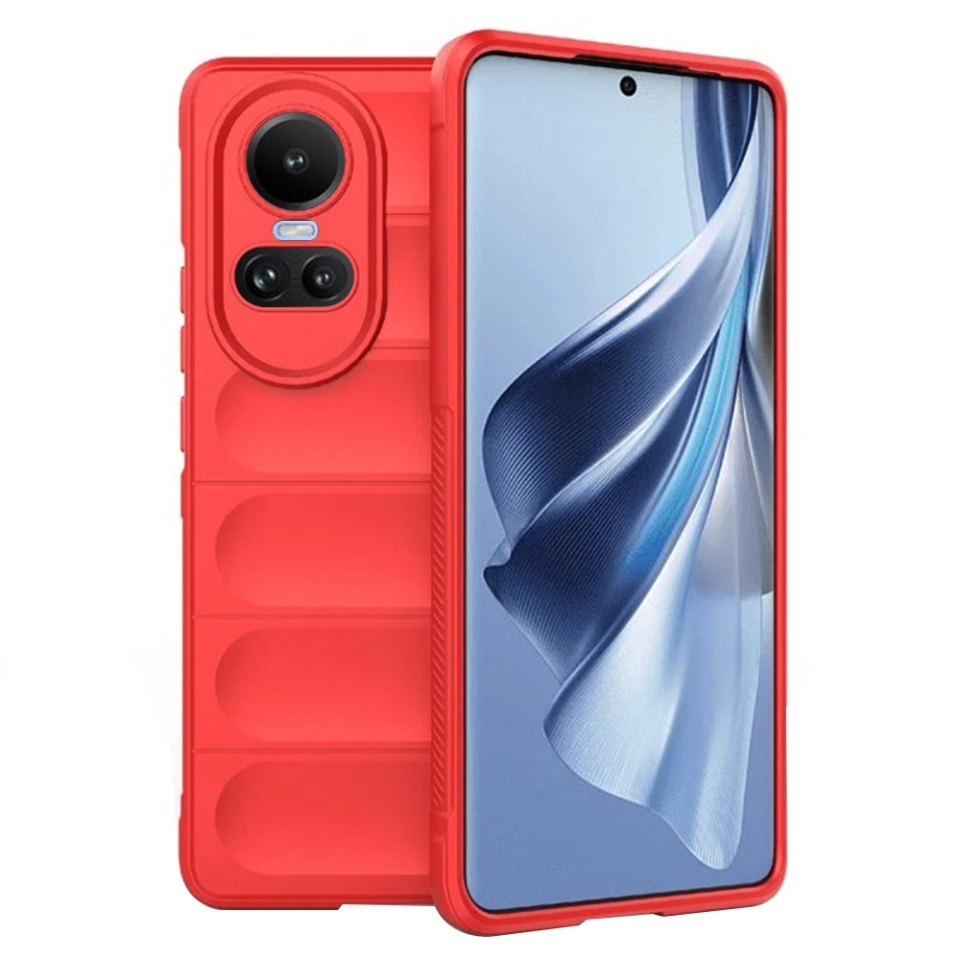 Husa pentru Oppo Reno10 / Reno10 Pro, SKYDDAR INNOVATION, Magic Shield, din Silicon Mat, set cu sticker, Rosu
