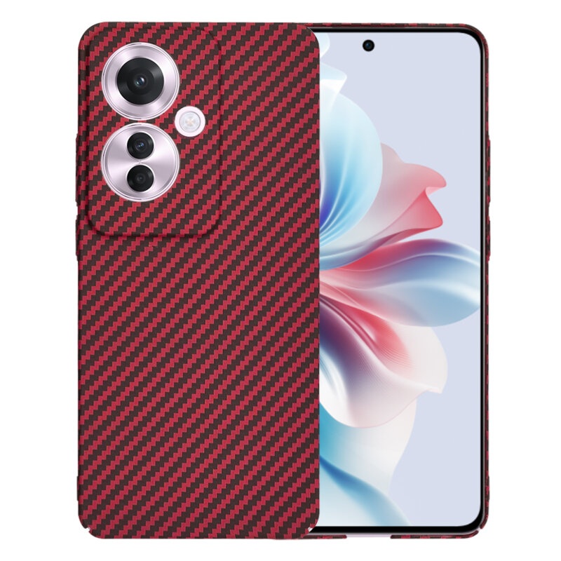 Husa pentru Oppo Reno11 F, Finisaj Premium cu Textura de Carbon, Design Elegant, SKDR CarbonFlex - Rosu