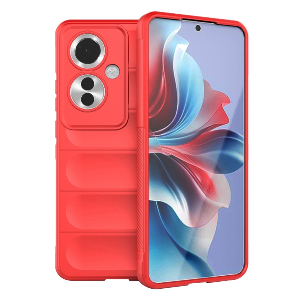 Husa pentru Oppo Reno11 F, SKYDDAR INNOVATION, Magic Shield, din Silicon Mat, set cu sticker, Rosu