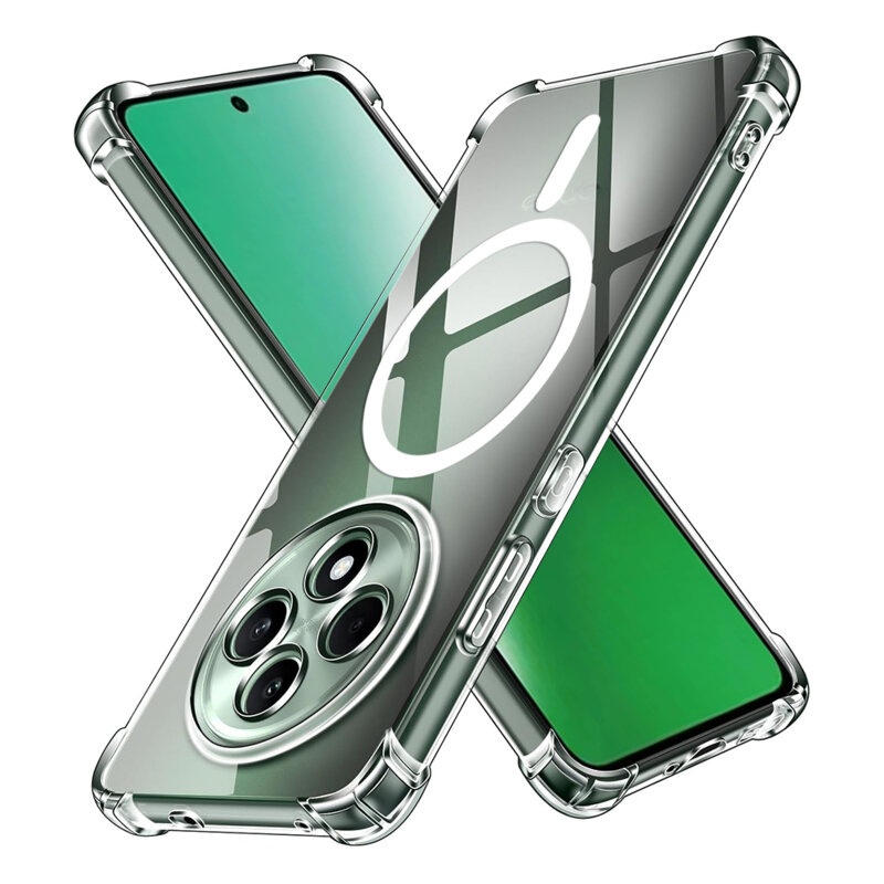 Husa pentru Oppo Reno12 F 5G / Reno12 FS 5G / Reno12 F 4G / Reno12 FS 4G, SKYDDAR INNOVATION, Shockproof MagSafe, Transparenta, set cu sticker