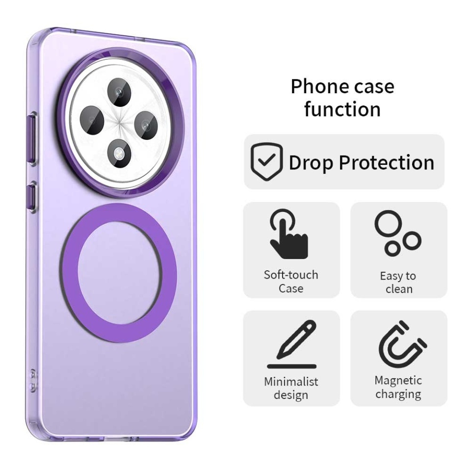 Husa pentru Oppo Reno12 F 5G / Reno12 FS 5G / Reno12 F 4G / Reno12 FS 4G, SKYDDAR INOVATION, CandyCase, Magsafe, set cu sticker, Mov - 1 | YEO