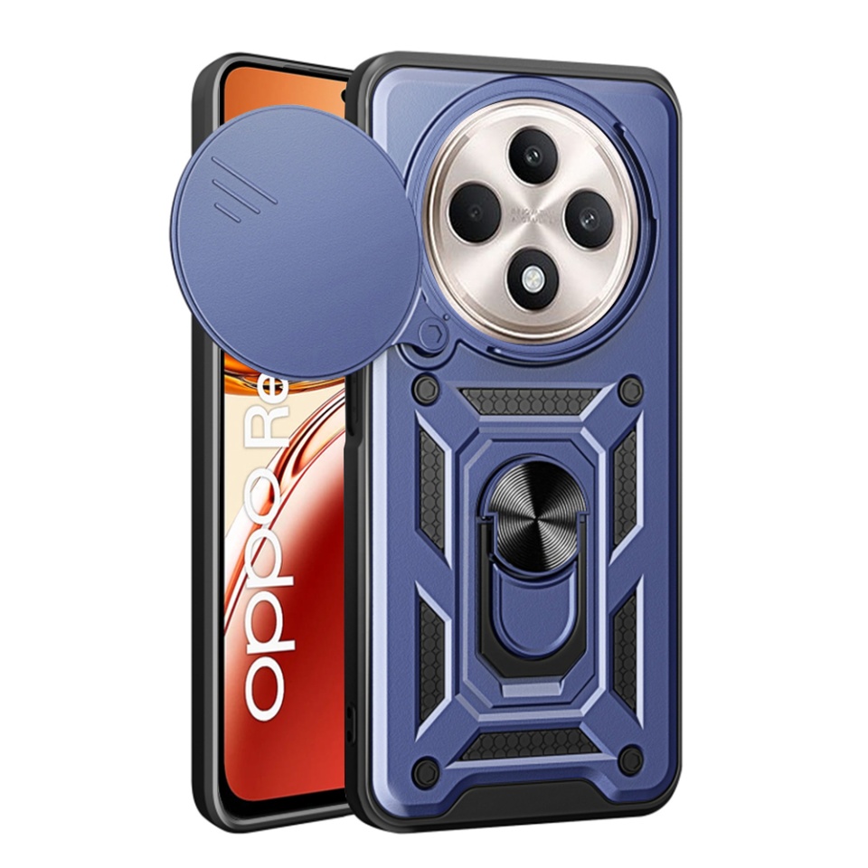 Husa pentru Oppo Reno12 F / Reno12 FS cu inel magnetic si protectie camera Skyddar CamShield - Albastru