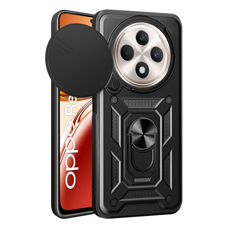 Husa pentru Oppo Reno12 F / Reno12 FS cu inel magnetic si protectie camera Skyddar CamShield - Negru