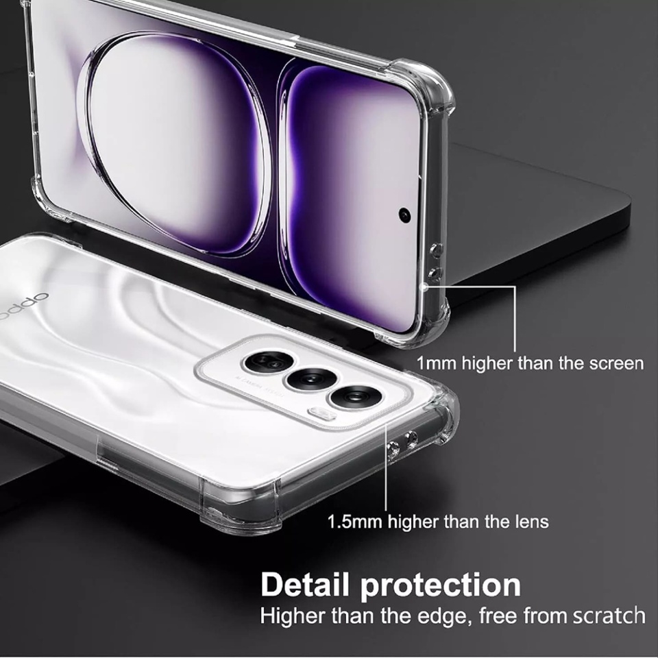Husa pentru Oppo Reno12 Pro , SKYDDAR INNOVATION, Shockproof Clear din Silicon Slim, Transparenta, set cu sticker - 1 | YEO