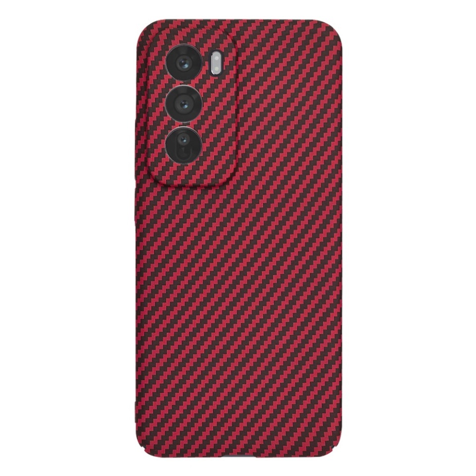 Husa pentru Oppo Reno12 Pro, SKYDDAR INNOVATION, textura carbon, Carbonite FiberShell, set cu sticker, Rosu, - 2 | YEO