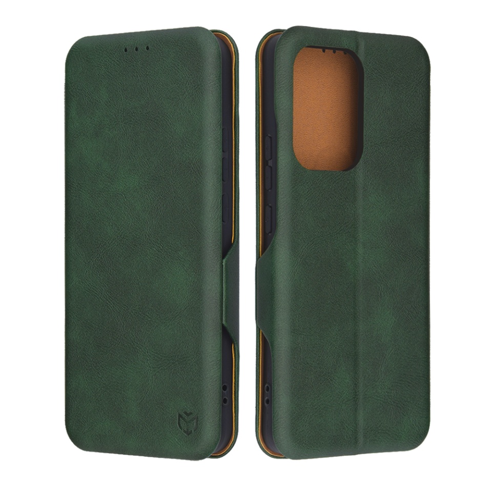 Husa pentru Oppo Reno13 F 4G / Reno13 F 5G / Reno13 FS 5G, SKYDDAR INNOVATION, Pocket Safe, tip carte din Piele Ecologica, Suport Carduri, Inchidere Magnetica, set cu sticker, Verde - 1 | YEO