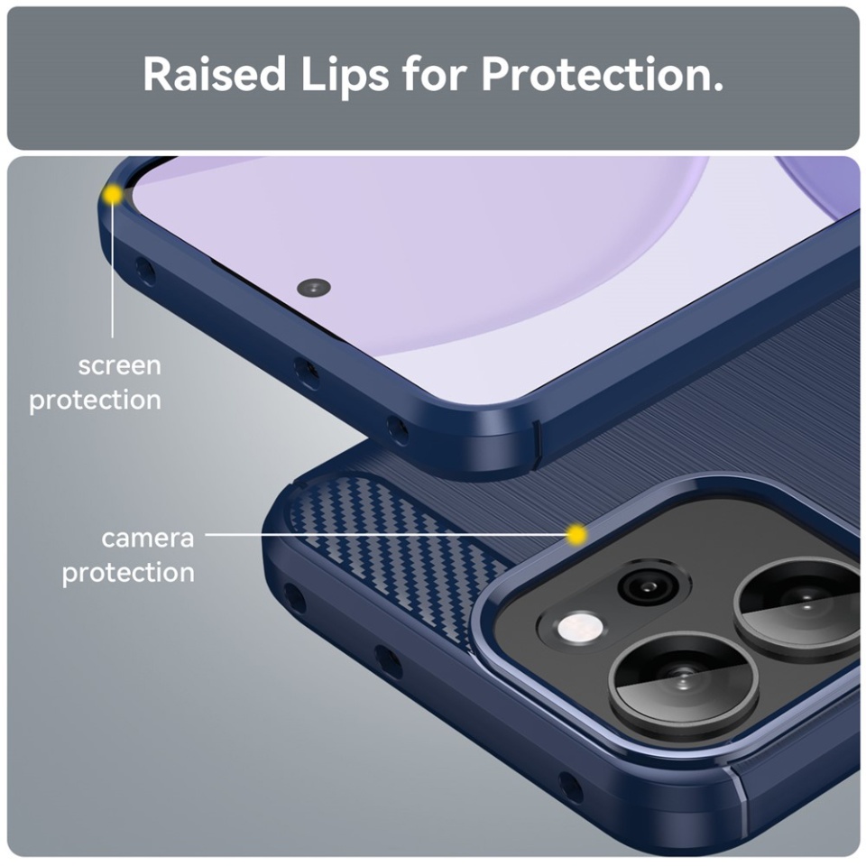 Husa pentru Oppo Reno14 FS 5G / Reno14 F, SKYDDAR INNOVATION, CarbonFiber, Antisoc, set cu sticker, Albastru - 1 | YEO