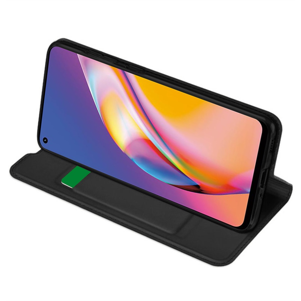 Husa pentru Oppo Reno5 Lite / A94 4G, SKYDDAR INNOVATION, Magskin Book, tip Carte cu Portofel Interior, set cu sticker, Negru - 1 | YEO