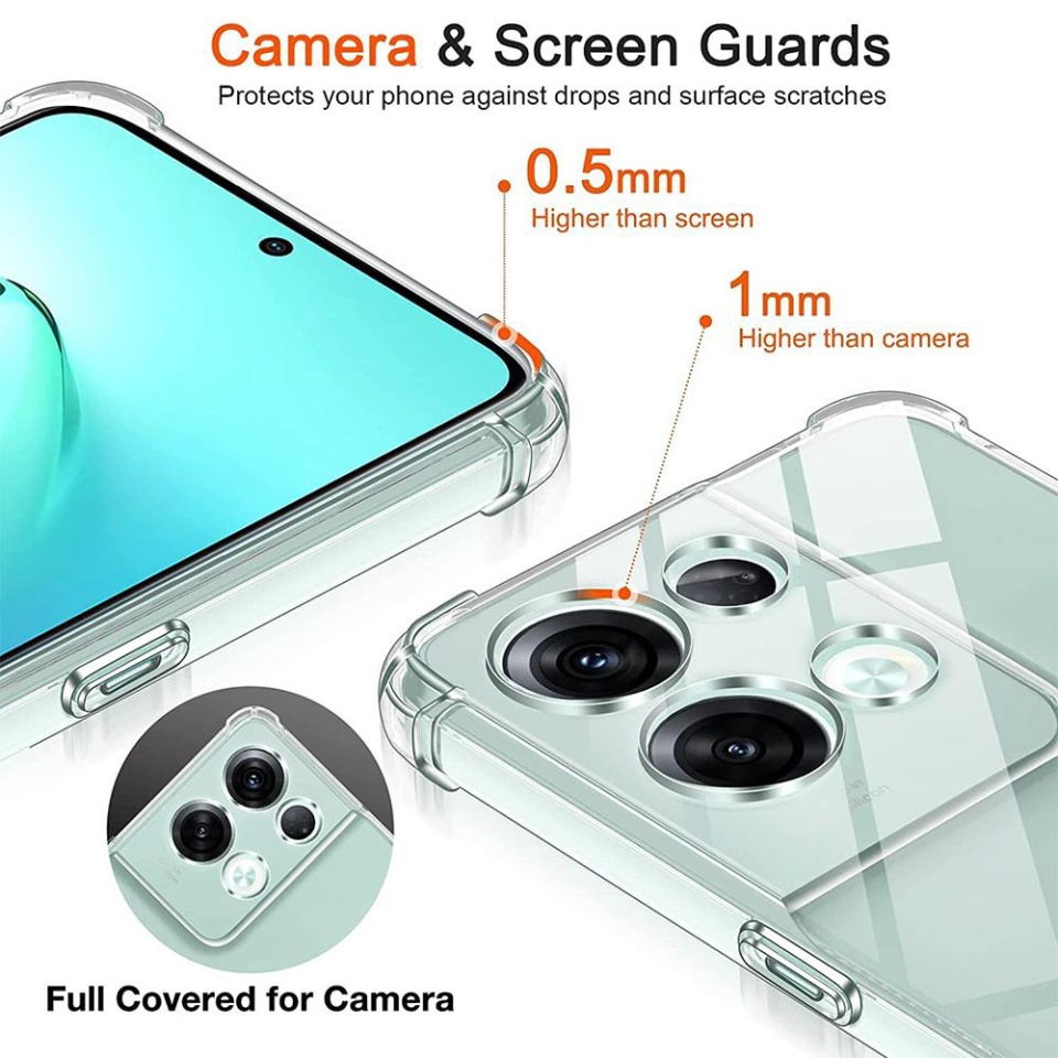 Husa pentru Oppo Reno8 Pro , SKYDDAR INNOVATION, Shockproof Clear din Silicon Slim, Transparenta, set cu sticker - 3 | YEO