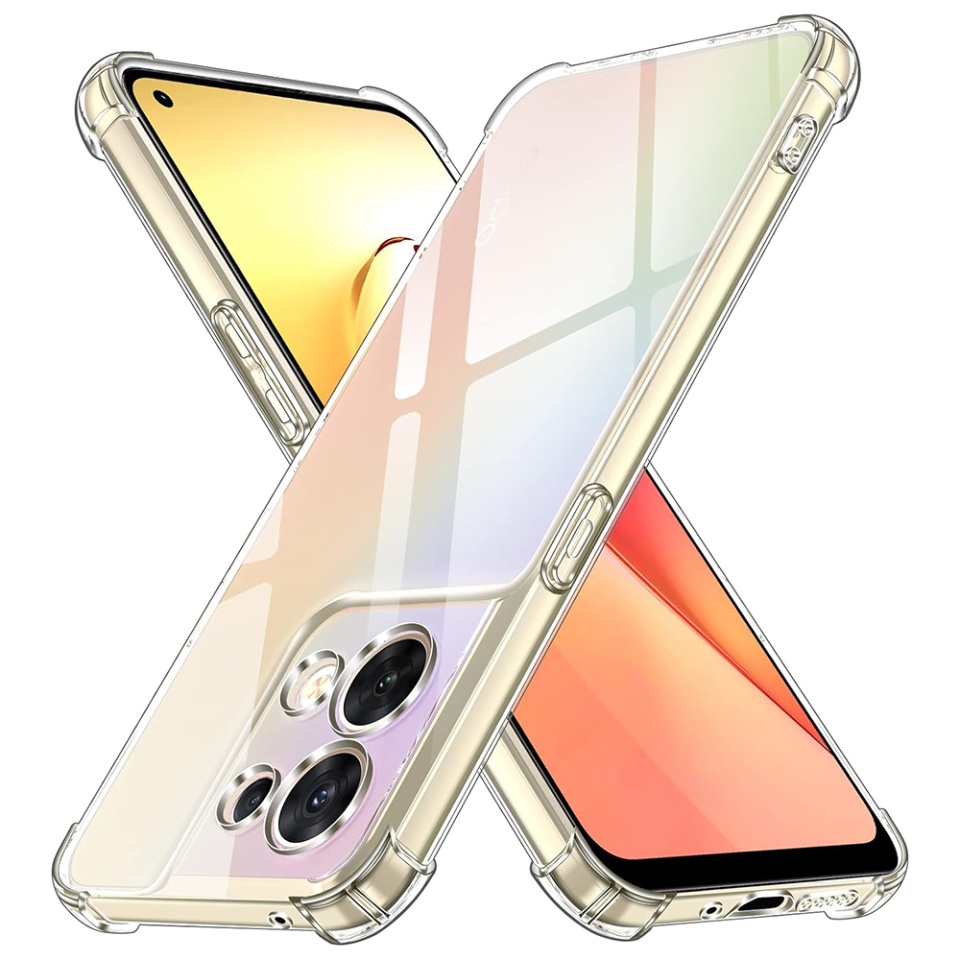 Husa pentru Oppo Reno8 , SKYDDAR INNOVATION, Shockproof Clear din Silicon Slim, Transparenta, set cu sticker