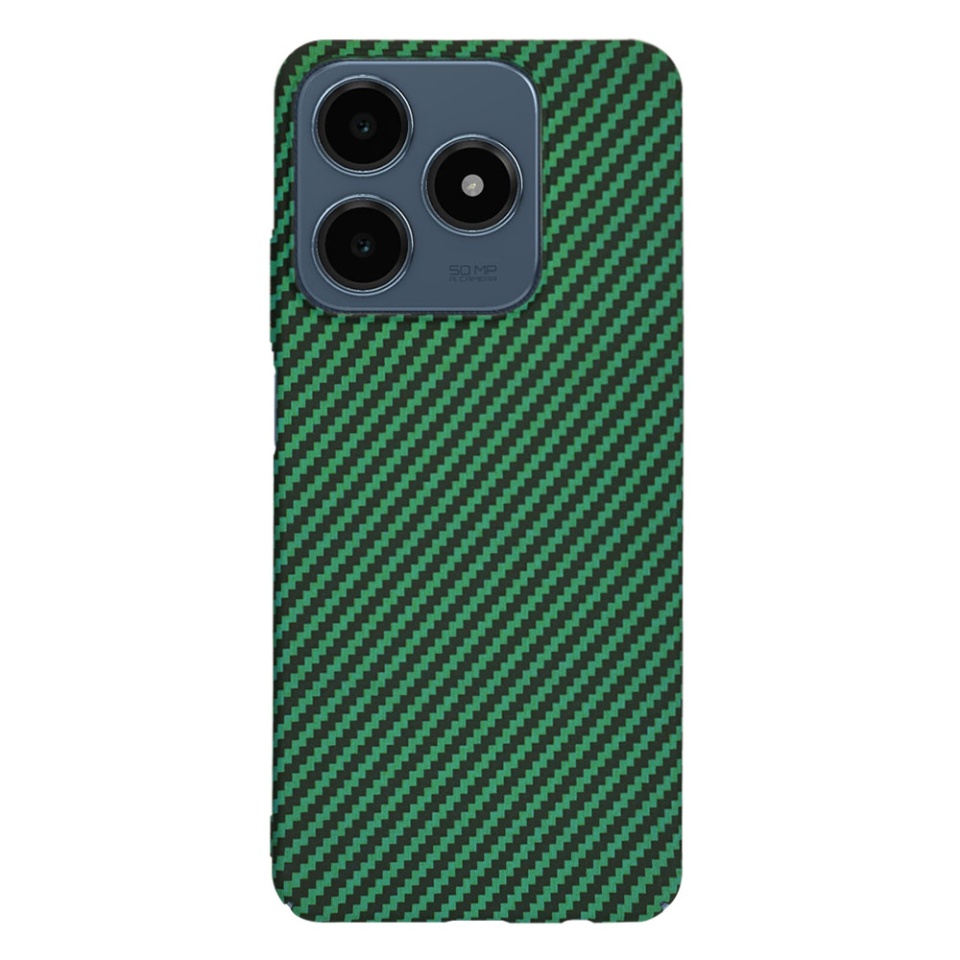 Husa pentru Realme C63 / C61, Finisaj Premium cu Textura de Carbon, Design Elegant, SKDR CarbonFlex - Verde - 2 | YEO