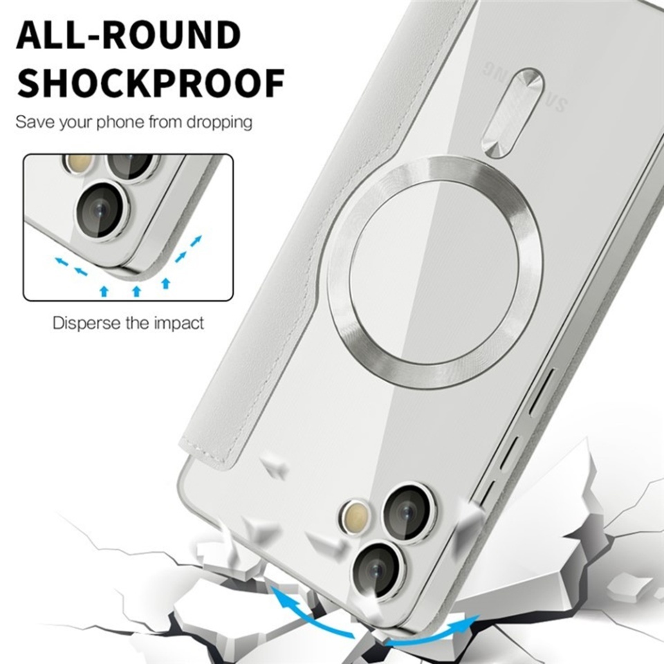 Husa pentru Samsung Galaxy A05 tip carte, SKYDDAR INOVATION, SmartMag Book, Magsafe, RFiD, Suport Carduri, set cu sticker, Gri - 3 | YEO