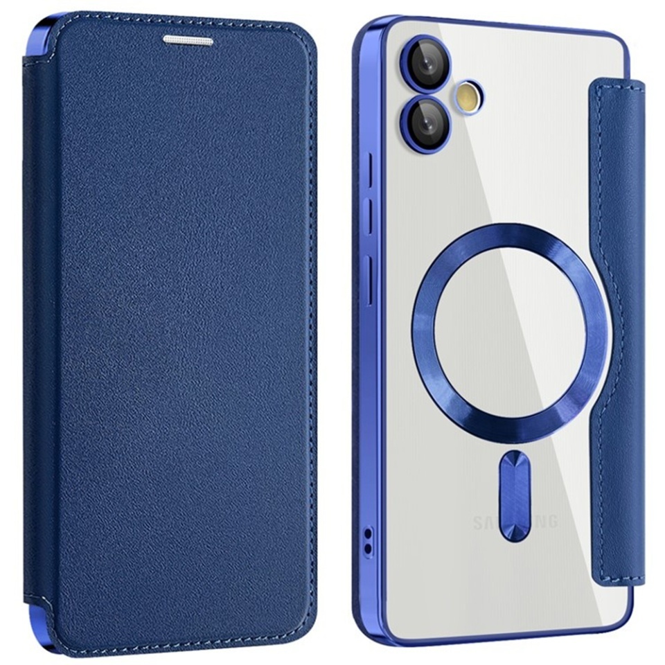 Husa pentru Samsung Galaxy A05 tip carte, SKYDDAR INOVATION, SmartMag Book, Magsafe, RFiD, Suport Carduri, set cu sticker, Albastru - 1 | YEO