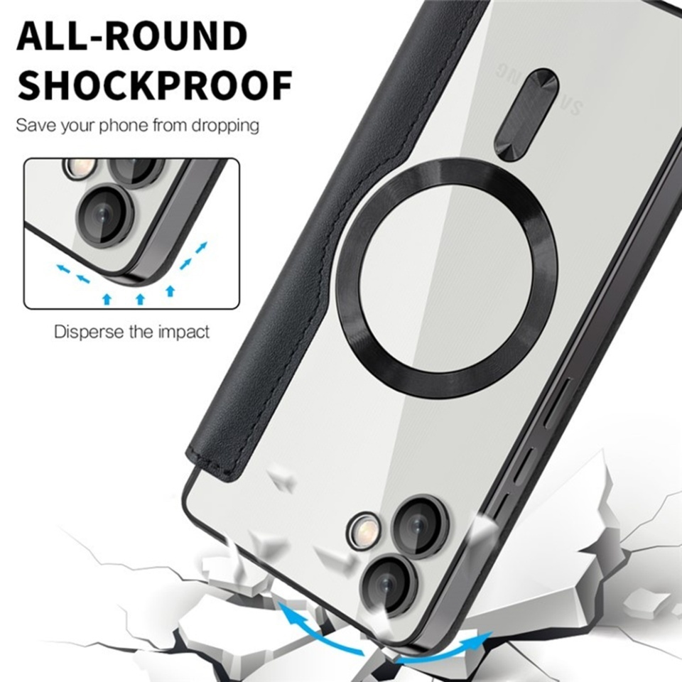 Husa pentru Samsung Galaxy A05 tip carte, SKYDDAR INOVATION, SmartMag Book, Magsafe, RFiD, Suport Carduri, set cu sticker, Negru - 3 | YEO