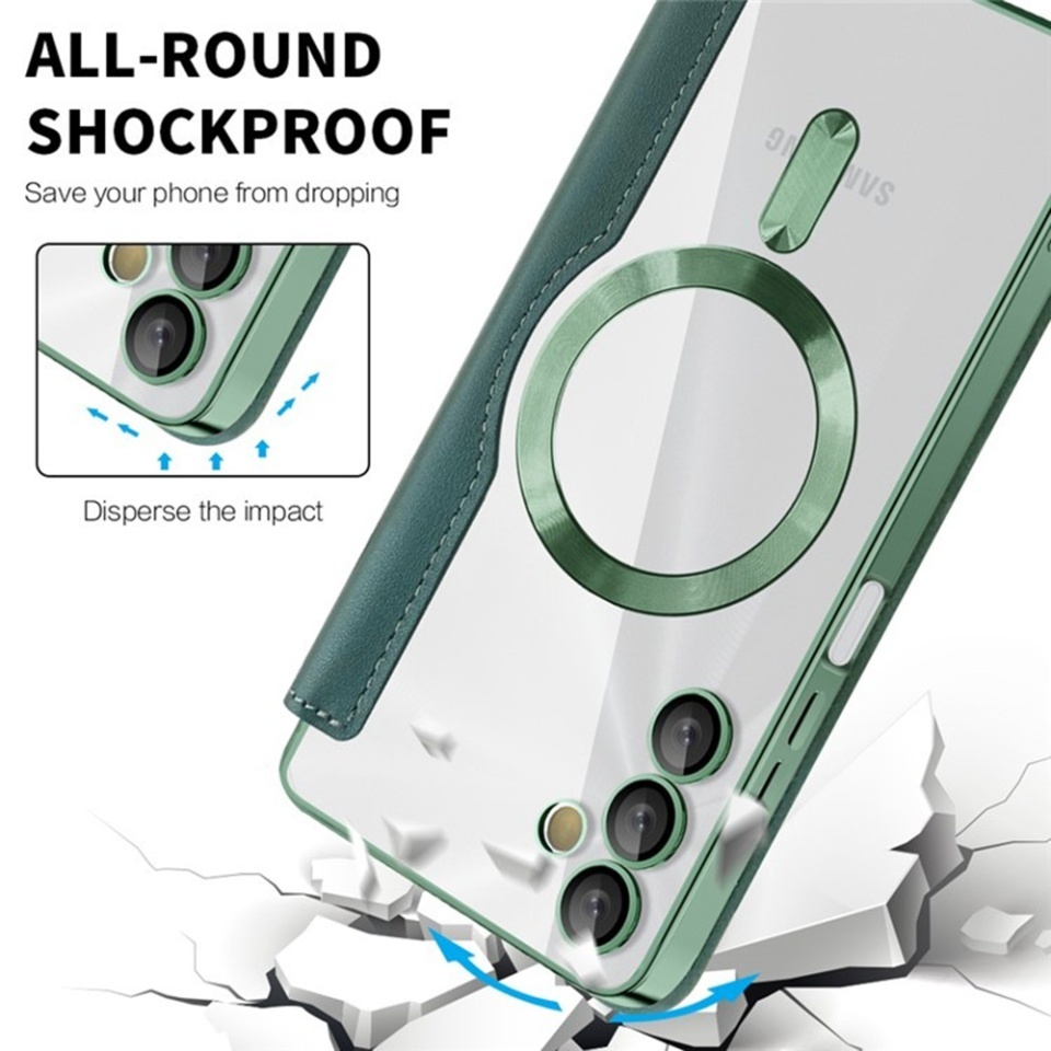 Husa pentru Samsung Galaxy A05s tip carte, SKYDDAR INOVATION, SmartMag Book, Magsafe, RFiD, Suport Carduri, set cu sticker, Verde - 3 | YEO