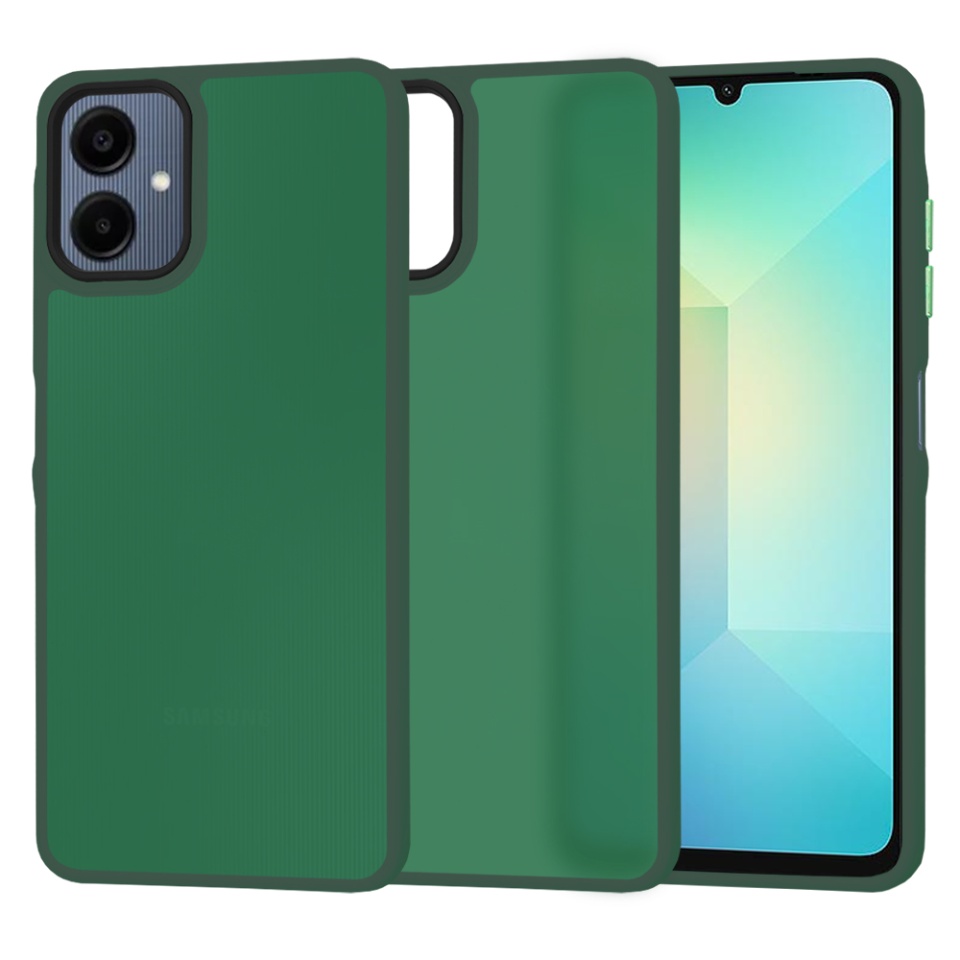 Husa pentru Samsung Galaxy A06, SKYDDAR INNOVATION, HaloFrost, AntiSoc, Verde inchis, set cu sticker