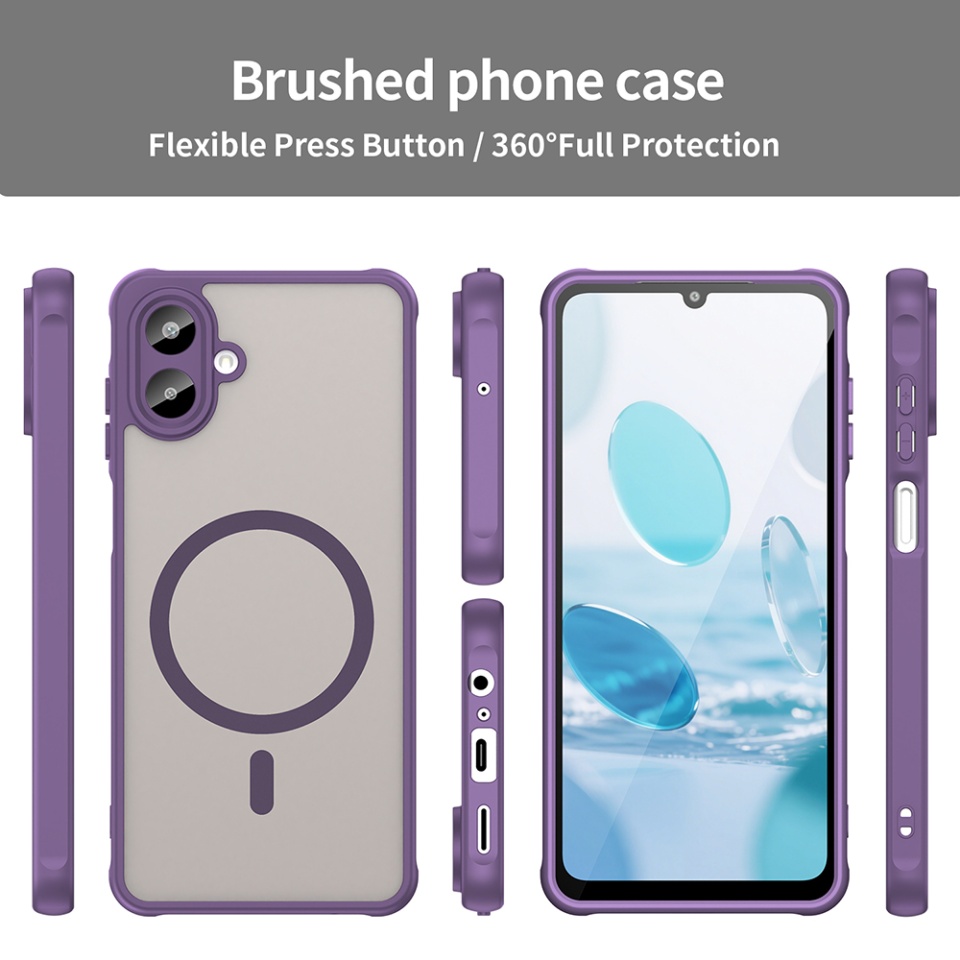 Husa pentru Samsung Galaxy A07 4G, SKYDDAR INNOVATION, HaloFrost MagSafe II, Antisoc, set cu sticker, Mov - 3 | YEO