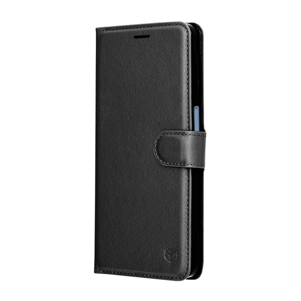 Husa pentru Samsung Galaxy A07 4G, SKYDDAR INNOVATION, Leather Folio tip Carte, cu Portofel Interior, Finisaje Premium, set cu sticker, Negru - 3 | YEO