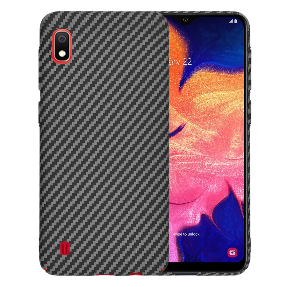 Husa pentru Samsung Galaxy A10, Finisaj Premium cu Textura de Carbon, Design Elegant, SKDR CarbonFlex - Negru