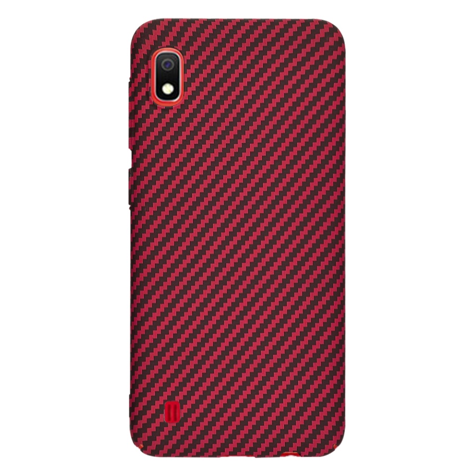 Husa pentru Samsung Galaxy A10, Finisaj Premium cu Textura de Carbon, Design Elegant, SKDR CarbonFlex - Rosu - 2 | YEO