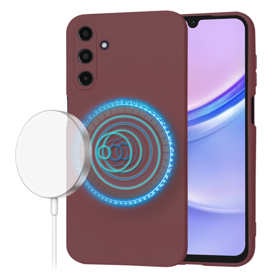 Husa pentru Samsung Galaxy A15 4G din Silicon Catifelat, Protectie Premium, Skyddar SoftElegance Magsafe - Bordo