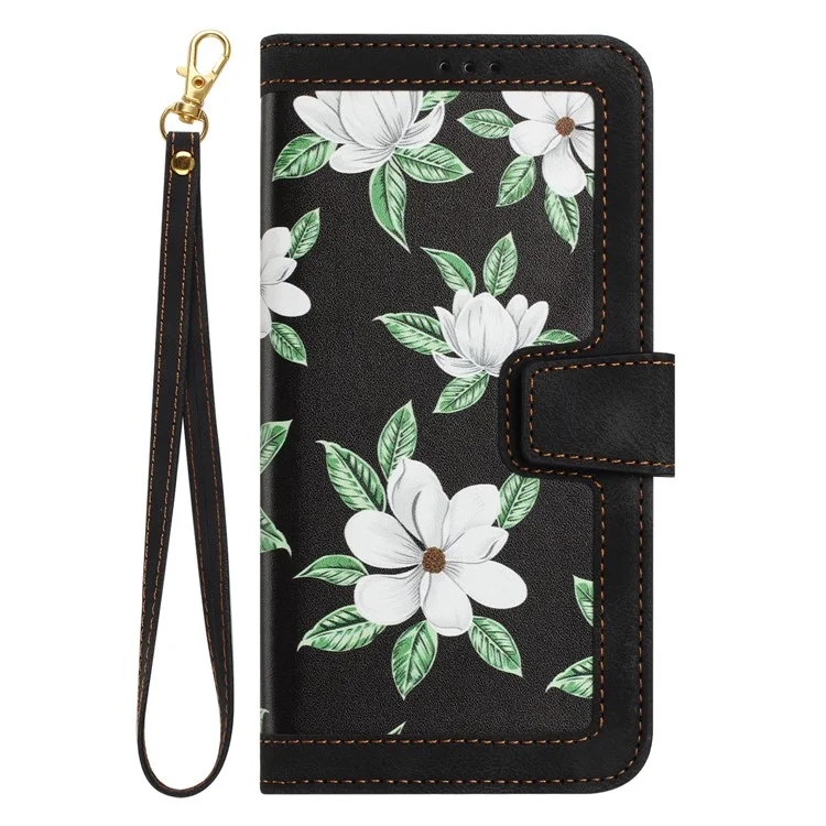 Husa pentru Samsung Galaxy A15 4G / Galaxy A15 5G din Piele Ecologică cu Design Floral, Protecție 360°, Stand Integrat, Buzunare pentru Carduri, SKDR Floral Wallet - Negru - 3 | YEO