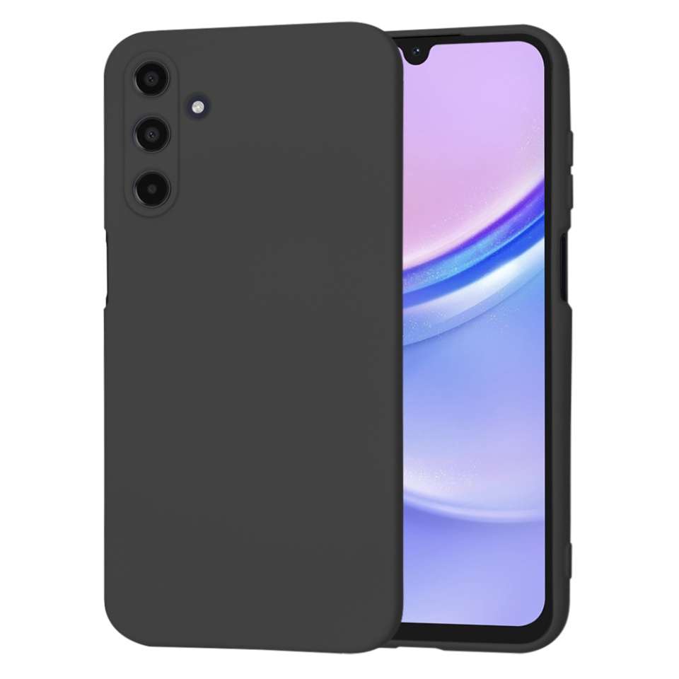 Husa pentru Samsung Galaxy A15 4G / Galaxy A15 5G, SKYDDAR INNOVATION, din Silicon Catifelat, SoftElegance , Negru, set cu sticker