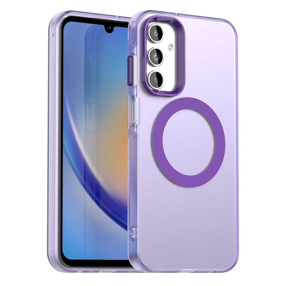 Husa pentru Samsung Galaxy A15 4G / Galaxy A15 5G, SKYDDAR INOVATION, CandyCase, Magsafe, set cu sticker, Mov