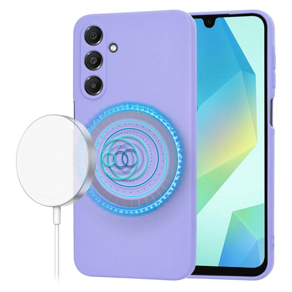 Husa pentru Samsung Galaxy A16 4G / Galaxy A16 5G din Silicon Catifelat, Protectie Premium, Skyddar SoftElegance Magsafe - Violet