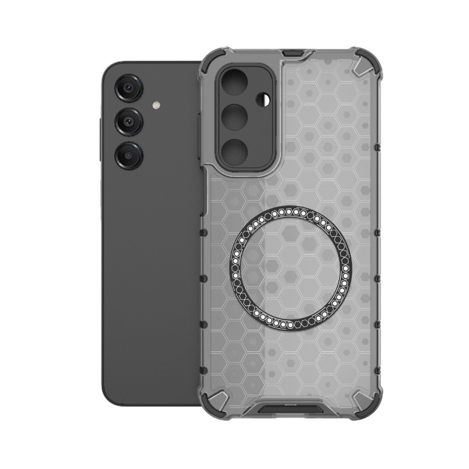 Husa pentru Samsung Galaxy A16 4G / Galaxy A16 5G, SKYDDAR INNOVATION, HoneyComb Shield MagSafe, Negru, set cu sticker - 1 | YEO