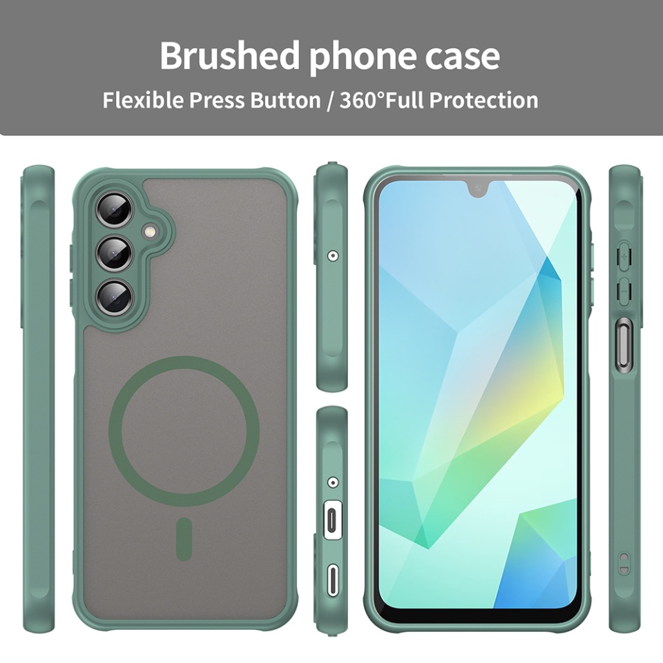 Husa pentru Samsung Galaxy A16 4G / Galaxy A16 5G, SKYDDAR INNOVATION, HaloFrost MagSafe II, Antisoc, set cu sticker, Verde - 2 | YEO
